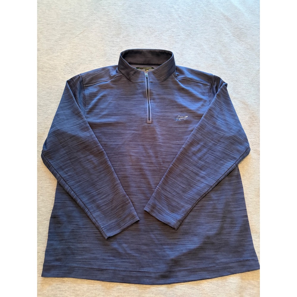 Greg Norman Mens XL Navy Blue Heathered Quarter Zip Pullover Golf Shirt Logo